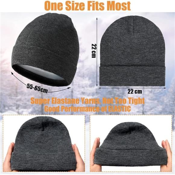 Winter Satin Lined Beanie Hat Silk Lined Beanies Cuffed Plain Skull Hat Knitted main image 4